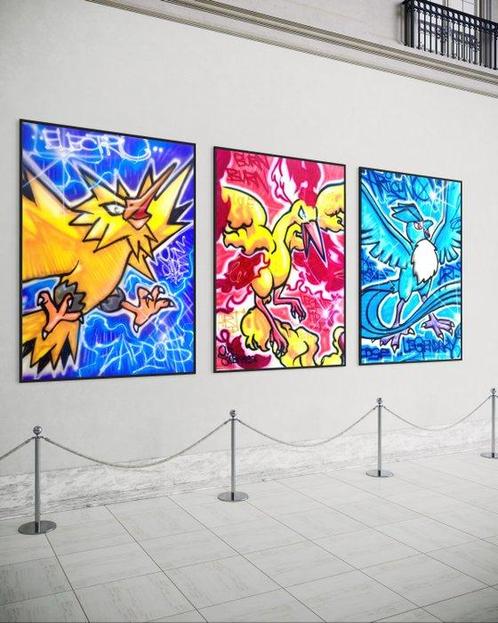 Outside313 - MOLTRES - Legendary birds triptych part 2, Antiek en Kunst, Kunst | Schilderijen | Modern