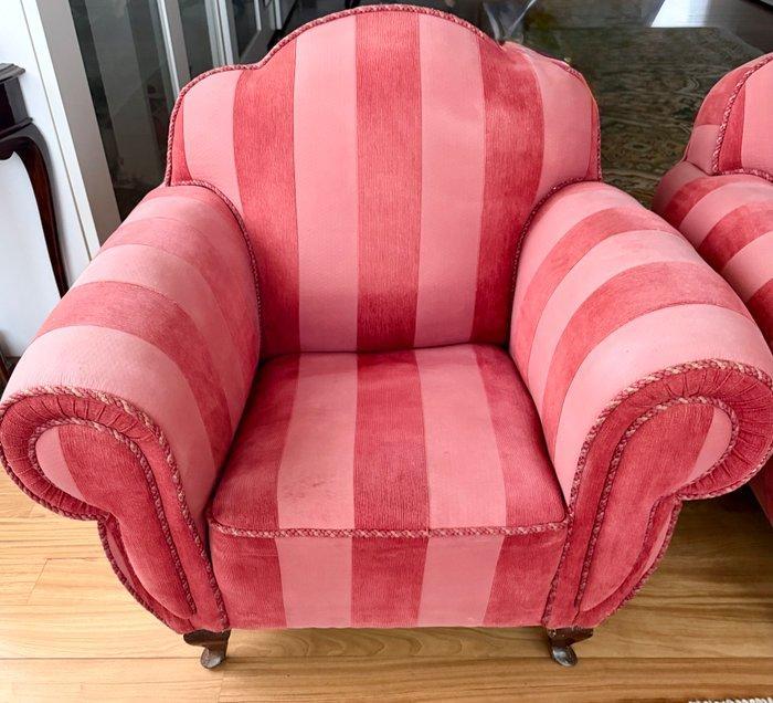 Sofa (3) - Hout, Fluweel, Textiel - Bankenset, Antiquités & Art, Curiosités & Brocante