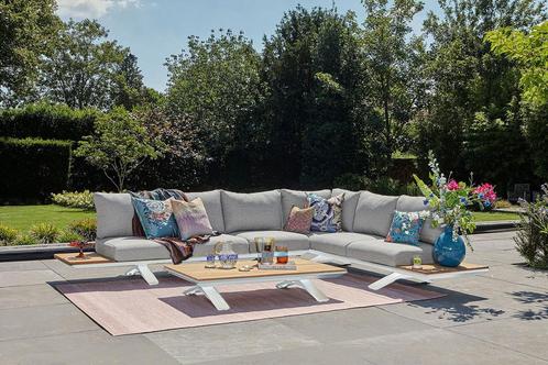Suns Stockholm platform loungeset XL soft grey met wit frame, Jardin & Terrasse, Ensembles de jardin