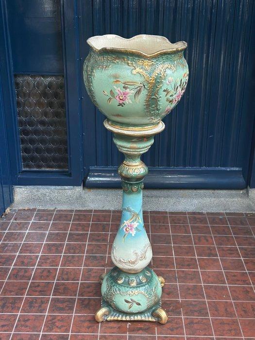 Cache-Pot on matching pedestal - Bloempot - Keramiek -, Antiek en Kunst, Antiek | Glaswerk en Kristal