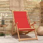 vidaXL Strandstoel inklapbaar massief teakhout rood, Tuin en Terras, Tuinstoelen, Verzenden, Nieuw