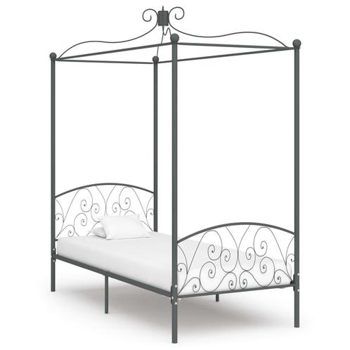 vidaXL Cadre de lit à baldaquin Gris Métal 90 x 200 cm, Maison & Meubles, Chambre à coucher | Lits, Neuf, Envoi