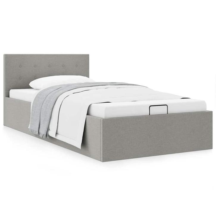 vidaXL Bedframe met hydraulische opslag stof lichtgrijs, Maison & Meubles, Chambre à coucher | Lits, Envoi