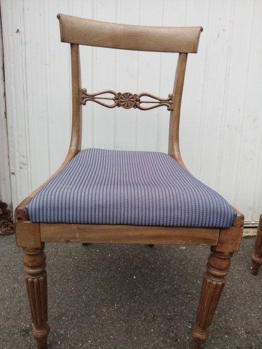 Stoel (2) - Mahonie, Walnoot - 2 Directoire-stijl stoelen, Antiquités & Art, Antiquités | Autres Antiquités