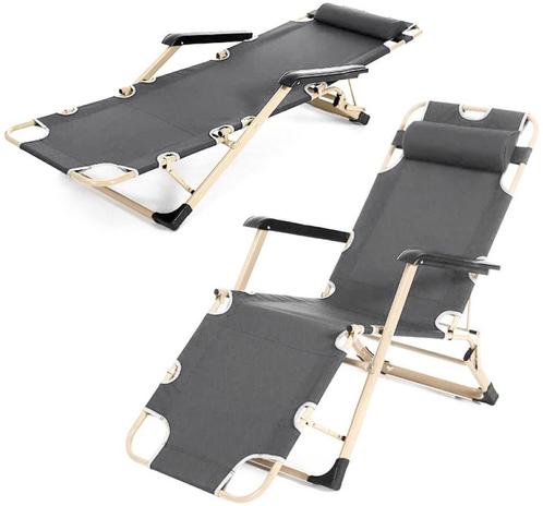Tuin Ligstoel 2in1 Donkergrijs - Retour Deal - Comfortabe..., Tuin en Terras, Tuinsets en Loungesets, Stoel, Nieuw, Overige materialen