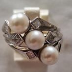 Zonder Minimumprijs - Ring Platina Parel - Diamant, Handtassen en Accessoires, Ringen, Nieuw