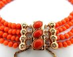 Armband - 14 karaat Geel goud Bloedkoraal