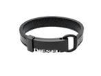 Diesel Step Up - Heren Armband - Zwart Leer met Logo - 21 cm, Verzenden, Nieuw