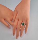 Cocktailring - 14 karaat Witgoud - 1.65ct. tw. Smaragd -, Handtassen en Accessoires, Antieke sieraden