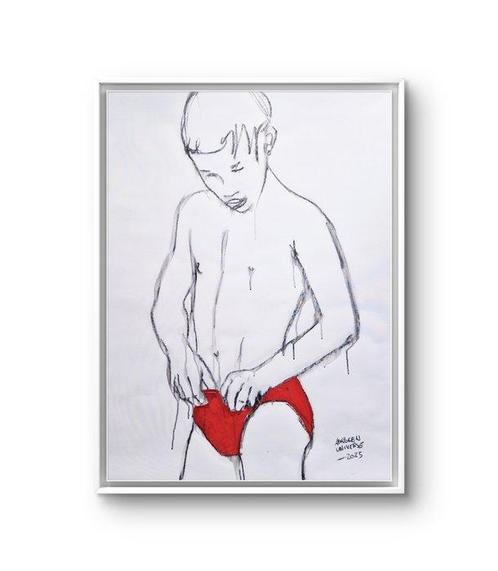 A Broken Universe (1980) - Red trunks (XL), Antiek en Kunst, Kunst | Schilderijen | Modern