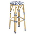 Barkrukken | Rotan/Aluminium | Blauw | Houtlook Frame |, Verzenden, Nieuw in verpakking