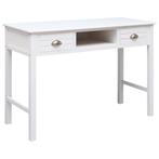 vidaXL Bureau 108x45x76 cm massief paulowniahout wit, Huis en Inrichting, Verzenden, Nieuw