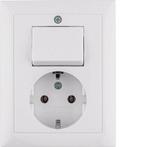 Hager Berker Combination Switch Socket Outlet Polar White, Doe-het-zelf en Bouw, Verzenden, Nieuw
