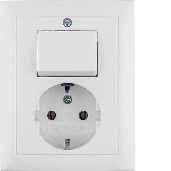 Hager Berker Combination Switch Socket Outlet Polar White, Doe-het-zelf en Bouw, Elektriciteit en Kabels, Verzenden