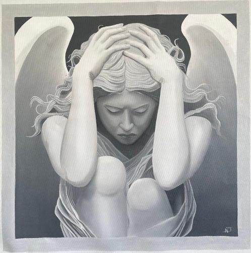 Nortier Jérôme - Ange désemparé, Antiek en Kunst, Kunst | Schilderijen | Modern
