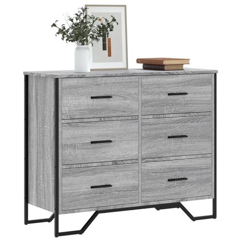 vidaXL Ladekast 91x35,5x74,5 cm bewerkt hout grijs sonoma, Huis en Inrichting, Kasten | Overige, Nieuw, Verzenden