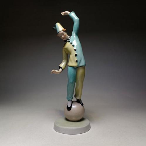 Drasche - Sculpture, Art Deco Clown - 19.5 cm - Porcelaine, Antiek en Kunst, Antiek | Glaswerk en Kristal