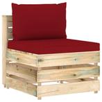 vidaXL Middenbank sectioneel met kussens groen geïmpregneerd, Tuin en Terras, Tuinsets en Loungesets, Verzenden, Nieuw