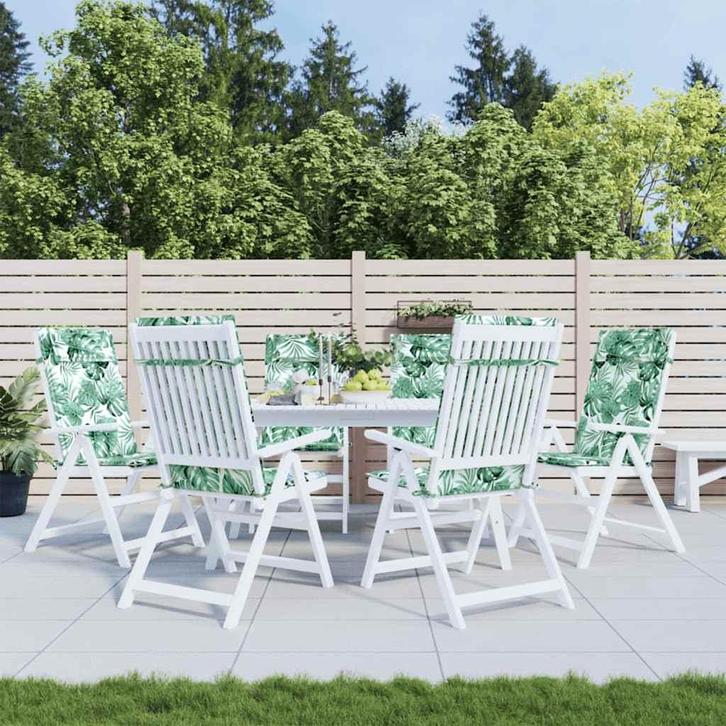 vidaXL Stoelkussens 6 st hoge rug bladpatroon oxford stof, Huis en Inrichting, Woonaccessoires | Kussens, Nieuw, Verzenden