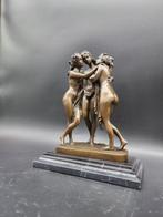 Statue, Bronze, The Three Graces - 24.5 cm - Bronze, Marbre