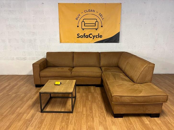 Stijlvolle & luxueuze cognac L-zetel – SofaCycle, Huis en Inrichting, Zetels | Complete zithoeken, Nieuw, Ophalen of Verzenden
