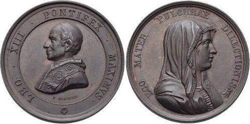 Bronze-medaille 1888 Italien-vatikan Leo Xiii 1878-1903, Postzegels en Munten, Penningen en Medailles, Verzenden