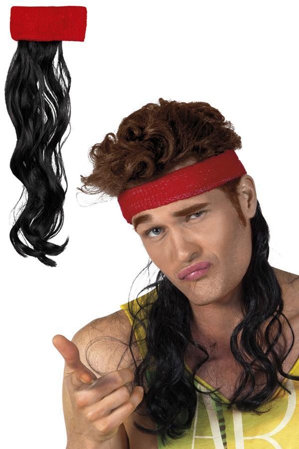 Hoofdband Matje Zwart Haar Zweetband Rood Pruik Mullet Fout, Kleding | Dames, Carnavalskleding en Feestkleding, Nieuw, Ophalen of Verzenden