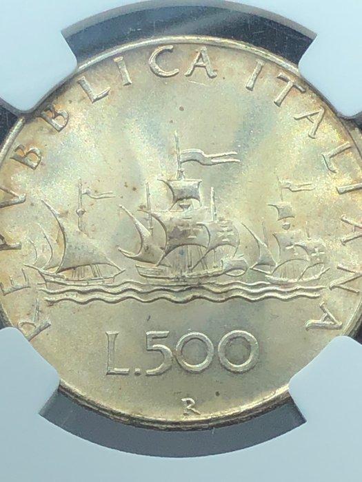 Italië, Republiek 500 Lire 1966 NGC MS64 + 10 Lire 1990 + 5, Postzegels en Munten, Munten | Europa | Niet-Euromunten