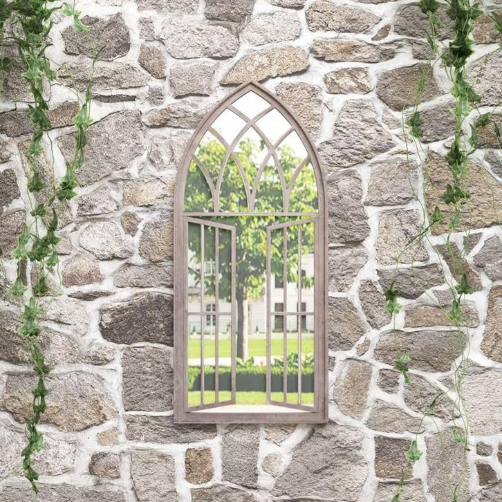 vidaXL Tuinspiegel 100x45 cm ijzer zandkleurig, Huis en Inrichting, Woonaccessoires | Spiegels, Nieuw, Verzenden