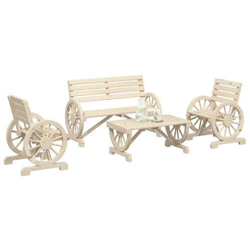 vidaXL 4-delige Loungeset massief vurenhout, Tuin en Terras, Tuinsets en Loungesets, Loungeset, Nieuw, Verzenden