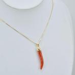 Corail rouge - Argent, Plaqué or - Collier avec pendentif -, Antiquités & Art