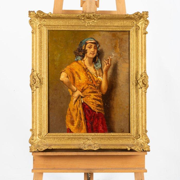 Carl Fey (1867-1939) - Portret van een rokende vrouw, Antiquités & Art, Art | Peinture | Classique