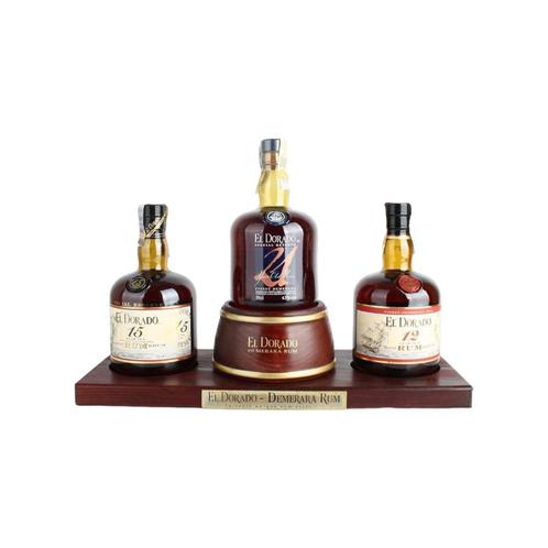 El Dorado Display met 3 flessen rum van 12y-15y-21y 42° - 2,, Verzamelen, Wijnen