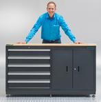 Datona Werkbank met laden 160 cm - Datona - Mat zwart, Doe-het-zelf en Bouw, Werkbanken, Ophalen of Verzenden, Nieuw