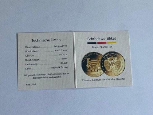 Tchad. 1/500 once (.999) or lingot + coffret token medaille, Postzegels en Munten, Munten | Europa | Niet-Euromunten