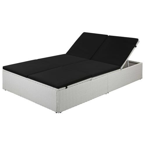 vidaXL Ligbed met kussen poly rattan zwart, Jardin & Terrasse, Chaises longues, Envoi