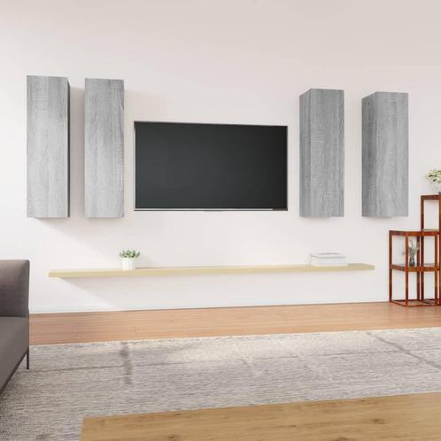 vidaXL Tv-meubelen 4 st 30,5x30x110 cm bewerkt hout grijs, Huis en Inrichting, Kasten |Televisiemeubels, Nieuw, Verzenden