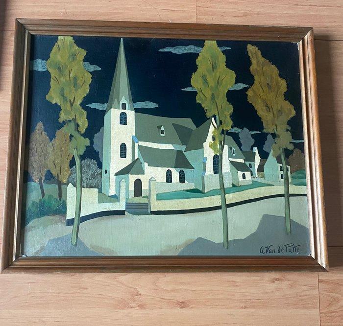 Adrien Van de Putte (1911-1994) - Avondkerk, Antiek en Kunst, Kunst | Schilderijen | Modern
