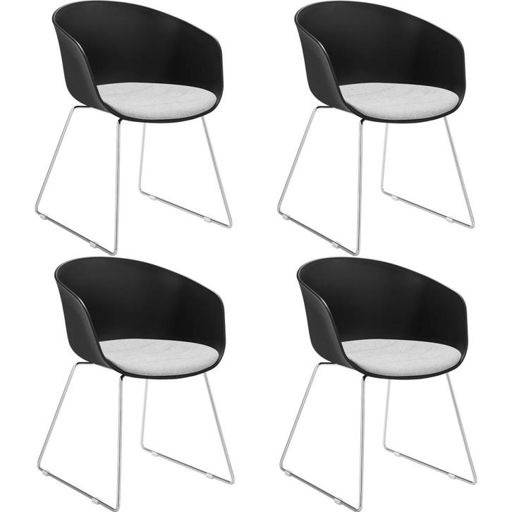 tectake Kunststof eetkamerstoel Logart, gestoffeerd - Set va, Huis en Inrichting, Stoelen, Verzenden