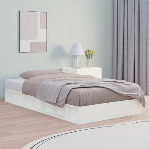 vidaXL Cadre de lit Blanc 90x190 cm Simple Bois massif, Maison & Meubles, Chambre à coucher | Lits, Neuf, Envoi