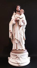 Heilig beeld Jozef en kindje Jezus.Vieux Paris - Antiek -, Antiek en Kunst