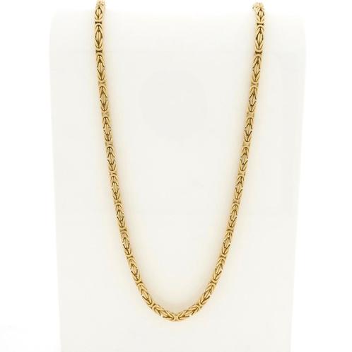 Gouden vierkante koningsketting met diamant 0,48 ct. | 67..., Handtassen en Accessoires, Kettingen, Overige kleuren, Gebruikt