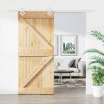 vidaXL Schuifdeur met beslag 100x210 cm massief grenenhout, Doe-het-zelf en Bouw, Deuren en Vliegenramen, Verzenden, Nieuw