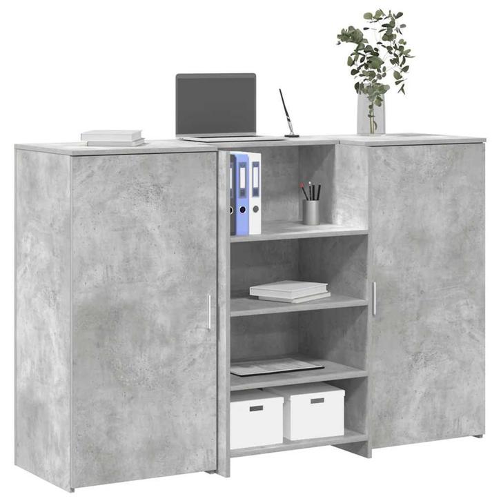 vidaXL Receptiebalie 155x50x103,5 cm bewerkt hout betongrijs, Huis en Inrichting, Bureaus, Nieuw, Verzenden