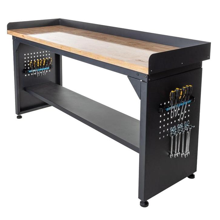 Datona Werkbank PRO met eiken werkblad en legbord - 200 cm, Doe-het-zelf en Bouw, Werkbanken, Ophalen of Verzenden