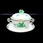 Herend - Soup Cup with Rose Knob Lid and Saucer - Chinese