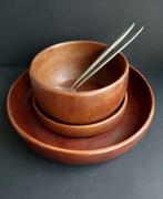 Schaal - Teak - Vintage borrelset - Teak saladekom met