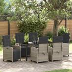 vidaXL Tuin Eettafel Set 7 pcs Lichtgrijs poly rattan, Tuin en Terras, Verzenden, Nieuw