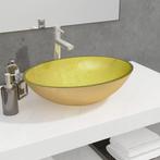 vidaXL Wasbak 50x37x14 cm glas goudkleurig, Doe-het-zelf en Bouw, Verzenden, Nieuw