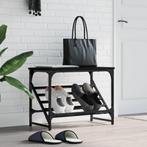 vidaXL Schoenenrek 60x30x45 cm bewerkt hout zwart, Verzenden, Nieuw